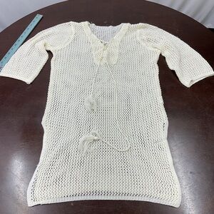 Source Unknown Cream Crochet Knit Swim Coverup